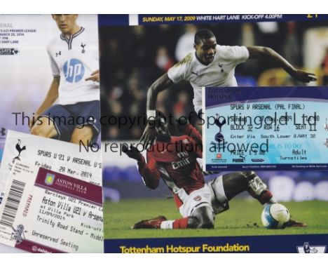 ARSENAL    Four away programmes with tickets for Academy matches v Tottenham Hotspur 17/5/2009 Premier Academy League Final a