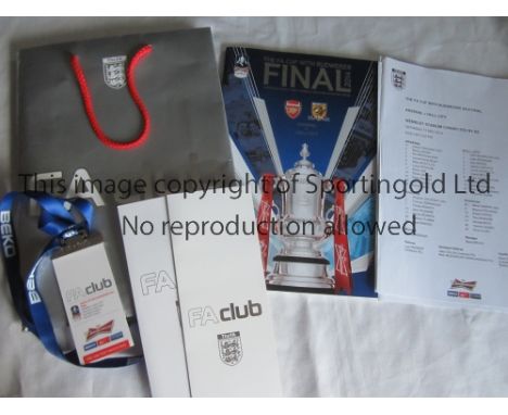 2014 FA CUP FINAL / ARSENAL V HULL CITY       VIP FA Club package including programme, 3 team sheets, ticket, itinerary and t