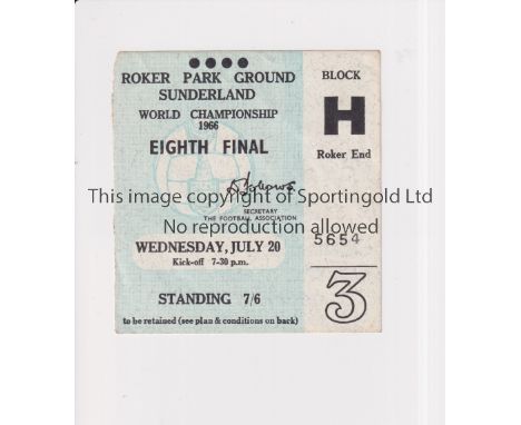 1966 WORLD CUP / SUNDERLAND      Ticket for Soviet Union v Chile 20/7/1966.      Generally good