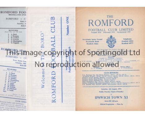 ROMFORD    Eight home programmes v West Ham 20/11/1962, Chelsea 10/9/1964, Charlton 7/8/1965, Colchester 9/8/1974, 26/10/1974
