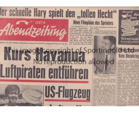 MANCHESTER UNITED       Away Friendly v Bayern Munich 9/8/1961 at Grunwalder Stadion, Munich. Issue of Munich evening News &a