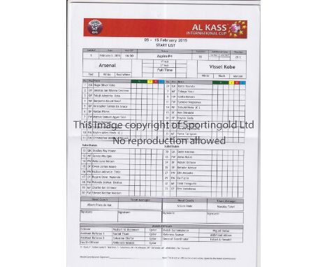 ARSENAL / QATAR YOUTH TOURNAMENT 2015     Colour Press sheets: match schedule, team sheets plus result sheets for all 5 Arsen