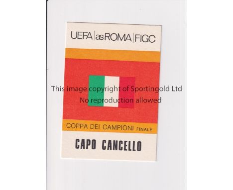 1977 EUROPEAN CUP FINAL / BORUSSIA MONCHENGLADBACH v LIVERPOOL     Played  25/5/1977 at Stadio Olimpico, Rome. Official ''CAP