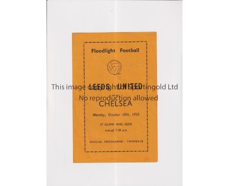 LEEDS UNITED V CHELSEA 1955     Programme for the Friendly at Leeds 10/10/1955,  very slight horizontal crease.     Generally