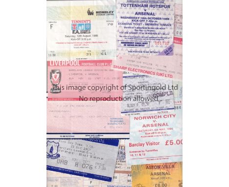 ARSENAL       Twenty six away tickets for season 1989/90 v Liverpool Charity Shield, Makita Tournament, Coventry, Tottenham, 