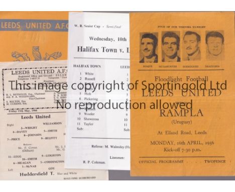 LEEDS UNITED      Six programmes: homes v Rampla (Uruguay) 16/4/56, Birmingham City 13/10/56, Chelsea 19/4/58, Sunderland 25/