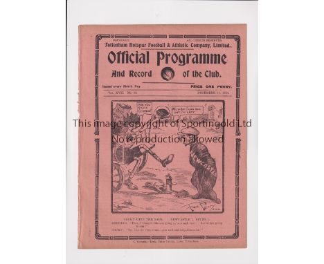 1924 LONDON CHALLENGE CUP FINAL AT TOTTENHAM HOTSPUR      Programme for West Ham United v Clapton Orient 15/12/1924, ex-binde