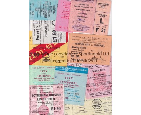 LIVERPOOL / TICKETS     Twelve away tickets v Everton 78/9, Coventry 78/9, Bolton 78/9, Nottingham Forest 79/80, League and F