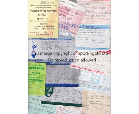 ARSENAL       Seventeen away tickets for season 1987/8 v Newcastle, Coventry, Tottenham League and Testimonial, Man. Utd., Li