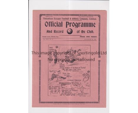 TOTTENHAM HOTSPUR    Programme for the home League match v West Ham United 20/11/1937.     Very good