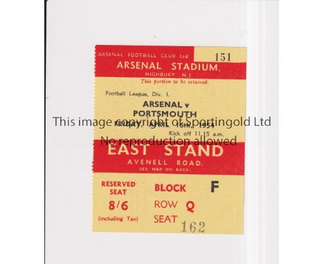 ARSENAL     Ticket for the home League match v Portsmouth 16/4/1954.     Good