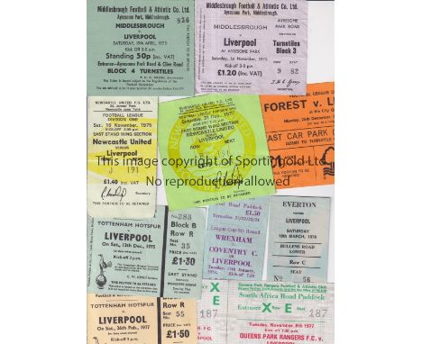 LIVERPOOL / TICKETS     Nine away tickets v Middlesbrough 74/5 and 75/6, Newcastle United 75/6 and 77/8, Tottenham Hotspur 75