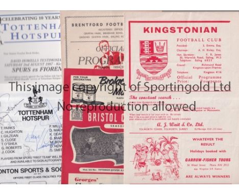 TOTTENHAM HOTSPUR          Five programmes for the away matches, including, for the Football Combination Cup tie v Brentford 