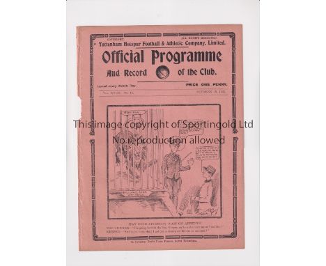 1925 LONDON CHALLENGE CUP SEMI-FINAL AT TOTTENHAM HOTSPUR      Programme for Millwall v Arsenal 26/10/1925, ex-binder with mi