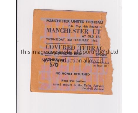 MANCHESTER UNITED       Ticket for the home FA Cup Replay v Stoke City 3/2/1965.     Good