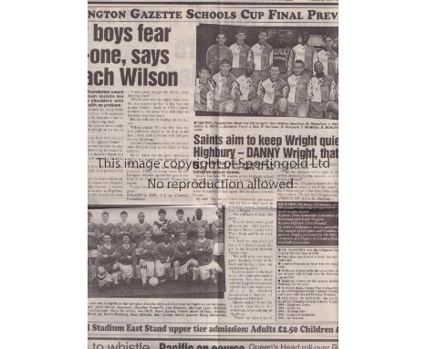 1997 ISLINGTON GAZETTE SCHOOLS CUP FINAL      Arsenal F.C. did not issue a programme on order to encourage spectators to buy 