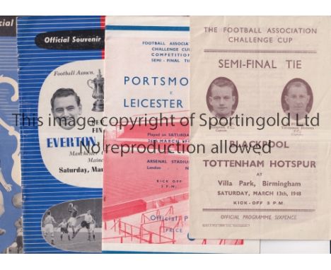 FA CUP SEMI-FINAL PROGRAMMES     Eight programmes: 1948 Blackpool v Tottenham, 1949 Leicester v Portsmouth, 1950 Everton v Li