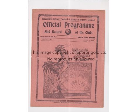 TOTTENHAM HOTSPUR       Programme for the Practice Match 22/8/1931, slightly creased and slight split at the top of the spine