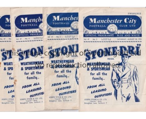 MANCHESTER CITY     Twenty one home programmes for season 1952/3 including 19 League, missing Tottenham and Chelsea plus 2 FA