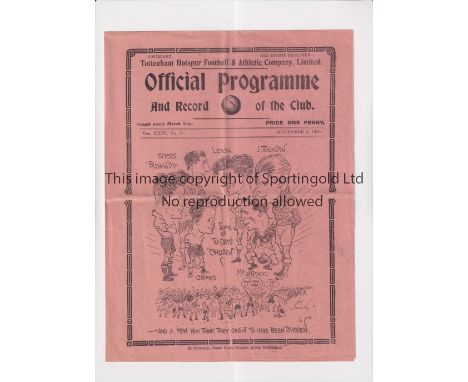 ENGLISH LEAGUE V SCOTTISH LEAGUE 1930           Programme for the Inter-League match at Tottenham Hotspur FC 5/11/1930, sligh