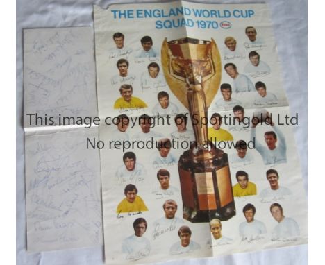 1970 WORLD CUP / ENGLAND AUTOGRAPHS         Twenty seven hand signed autographs on a hotel confirmation voucher including Bob