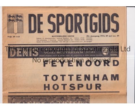 1974 UEFA CUP FINAL / FEYENOORD V TOTTENHAM HOTSPUR       De Sportgids newspaper programme for the 2nd Leg in Rotterdam 29/5/