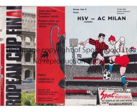 EUROPEAN CUP FINALS       Four programmes for the European Cup Final ties, including programme, ticket and 20" X 17" match fl