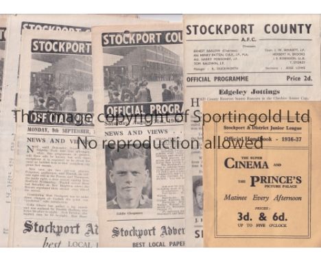 STOCKPORT         Nineteen programmes, including, The official handbook for the Stockport and District Junior League for the 