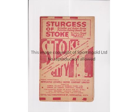 ARSENAL      Programme for the away League match in their 1947/8 Championship season v Stoke City 7/2/1948, slightly creased,