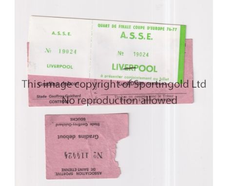 LIVERPOOL / TICKET        Unused ticket for the away European Cup Quarter-Final v AS St. Etienne 2/3/1977.     Generally good