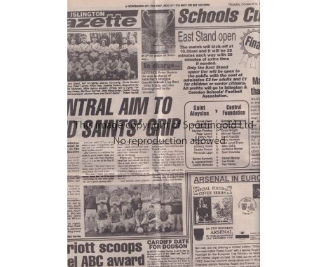 1993 ISLINGTON GAZETTE SCHOOLS CUP FINAL       Arsenal F.C. did not issue a programme on order to encourage spectators to buy