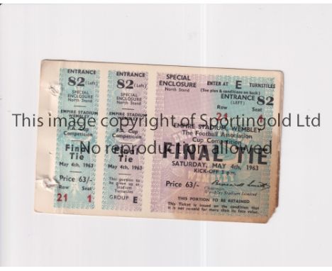 1963 FA CUP FINAL / MANCHESTER UNITED V LEICESTER CITY      Unused seat ticket with 2 counterfoils intact for the original da