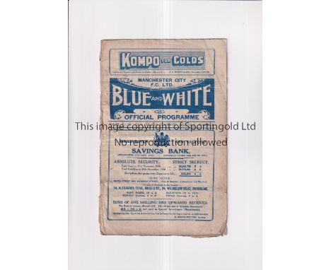 MANCHESTER CITY V DARLINGTON / BURNLEY / STOKE CITY 1927     Triple issue City home programme for the League match v Darlingt