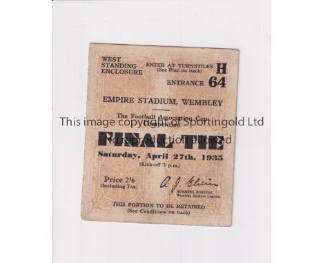 1935 FA CUP FINAL     Ticket for Sheffield Wednesday v WBA.     Generally good
