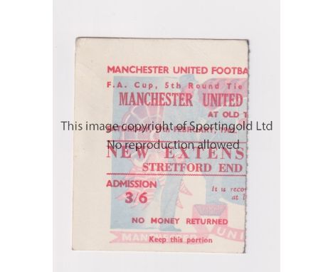 MANCHESTER UNITED       Ticket for the home FA Cup tie v Sheffield Wednesday 17/2/1962.     Good