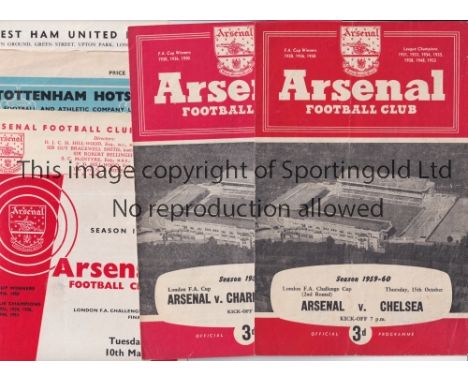 ARSENAL      Seven programmes for London Challenge Cup ties: home v Charlton and Chelsea 1959/60, QPR 65/6 Final and Brentfor