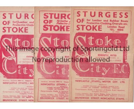 STOKE CITY      Three home programmes for the 1949-50 season v Newcastle 18/2/50, Man City 4/3/50 and Everton 18/3/50. Genera