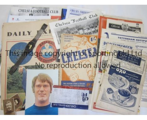 CHELSEA     Miscellany including a retro watch from the 1980's, Famous Football Clubs by Reg Groves issued in 1946, ticket fo