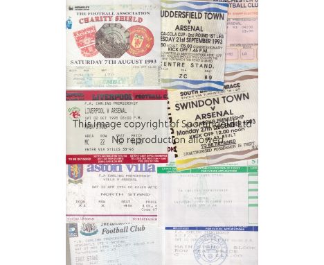 ARSENAL       Twenty nine away tickets for season 1993/4 v Man. Utd. League and Charity Shield, Huddersfield LC, Blackburn, C