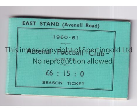 ARSENAL     Season ticket for 1960/1.     Generally good