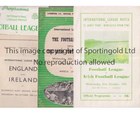 FOOTBALL LEAGUE V IRISH LEAGUE            Eight programmes; 20/9/1948 at Anfield, Liverpool, 18/10/1950 at Bloomfield Road, B