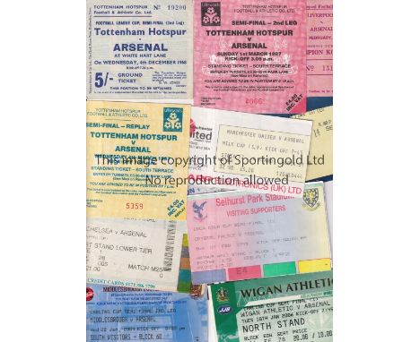 ARSENAL      Fourteen tickets for away Football League Cup Semi-Finals, 1968,1978, 1983, 1987 and Replay, 1988, 1993, 1996, 1