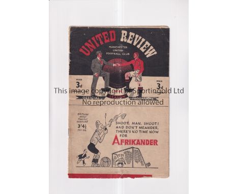 MANCHESTER UNITED V ARSENAL 1948 / RECORD ATTENDANCE   Programme for the league match at Maine Road on 17/1/1948. Fold and wo