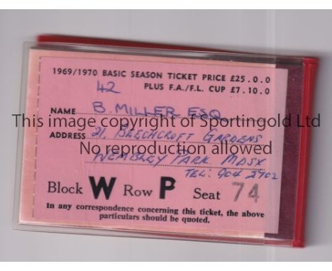 ARSENAL     Season ticket for 1969/70.     Generally good