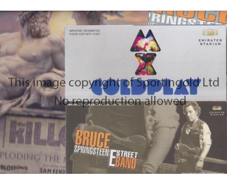 CONCERTS AT ARSENAL F.C.     Flyer and ticket for Bruce Springsteen 31/5/2008, 2 tickets in wallet for Coldplay 2/6/2012 and 