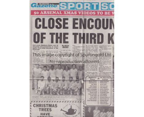 1990 ISLINGTON GAZETTE SCHOOLS CUP FINAL      Arsenal F.C. did not issue a programme on order to encourage spectators to buy 