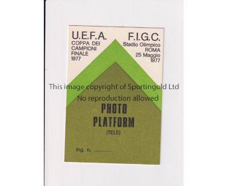 1977 EUROPEAN CUP FINAL / BORUSSIA MONCHENGLADBACH v LIVERPOOL     Played 25/5/1977 at Stadio Olimpico, Rome. Official ''PHOT