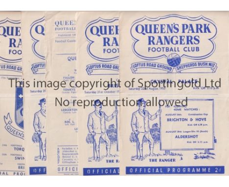 QPR    Fifteen programmes for Combination matches: homes v C. Palace, Bristol Rovers and Brentford League and Cup 53/4, v Bre