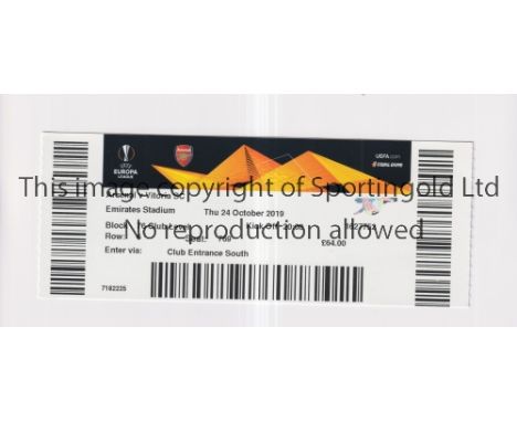 ARSENAL      Ticket for the home Europa league match v Victoria SC 24/10/2019.    Good