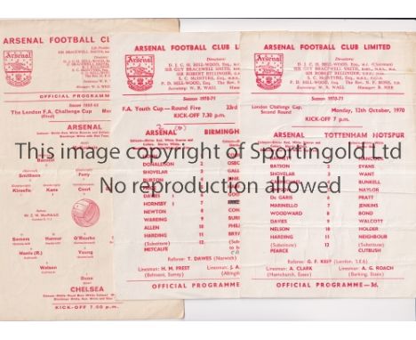 ARSENAL     Three single card home programmes v Chelsea 3/12/1963 London F.A. Cup Final from the 62/3 season, Tottenham Hotsp